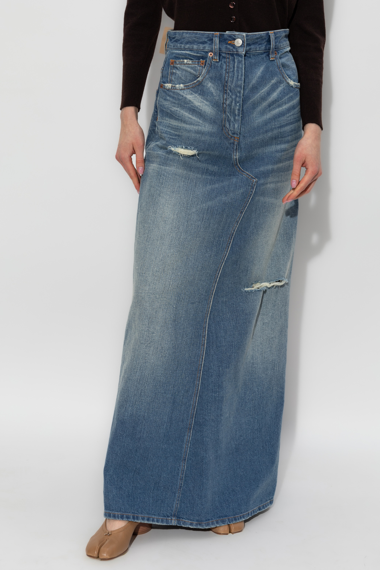 Blue Denim skirt with vintage effect MM6 Maison Margiela